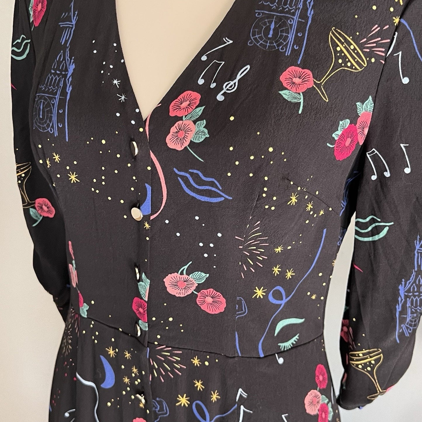 NWT RARE Emily & Fin XS Felicity Long Fit & Flare Party Dress Retro MCM Vintage
