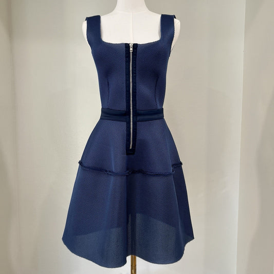 Maje Mesh Mini Dress (2) Futuristic Avant Garde Blue Runway Structural Party