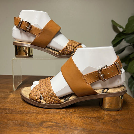 7M Sam Edelman Teena Woven Boho Brown Faux Leather Slingback Sandal Ankle Strap