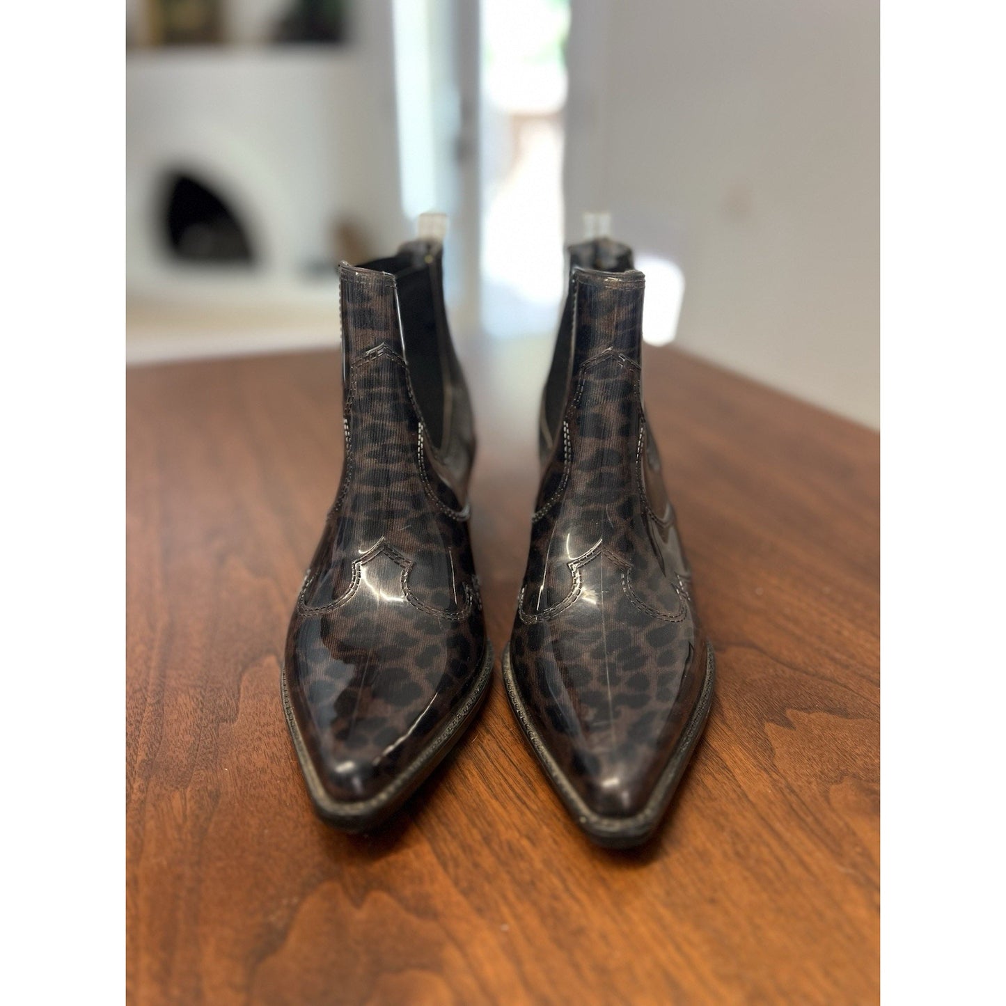Sam Edelman Winona Dark Leopard Western Ankle Rain Booties Women’s Size 7M