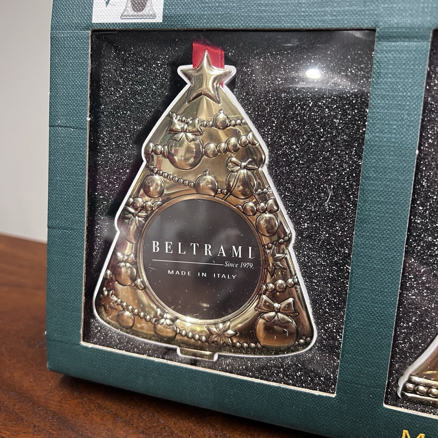3 x Beltrami Ornaments Gold Photo Picture Frames Christmas Tree Bell Wreath