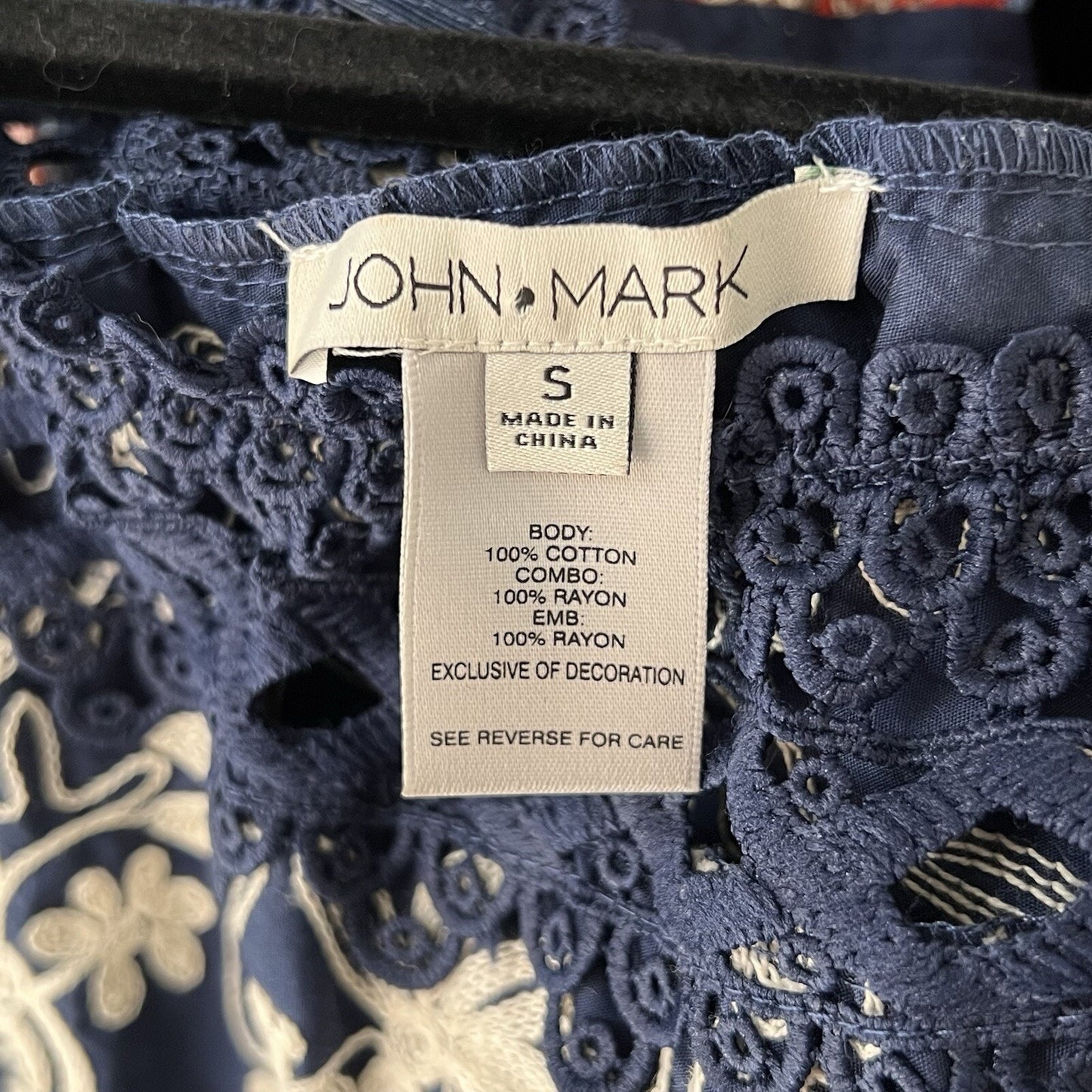 John Mark Top Tunic Shirt (S) Ruffle Boho Peasant Patchwork Eyelet Mixed Media