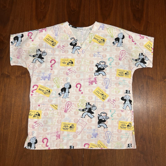 Rare Monopoly the Game Scrub Top XL Women’s Pink