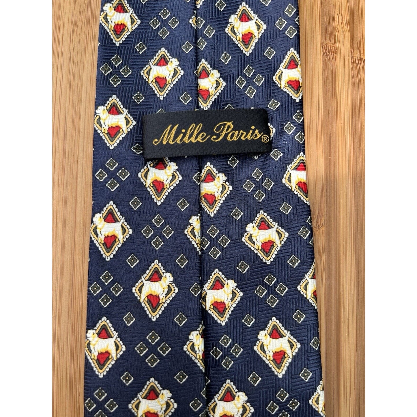 Mille Paris Handmade Necktie Men's Golden Retriever Tie Dog Blue Red