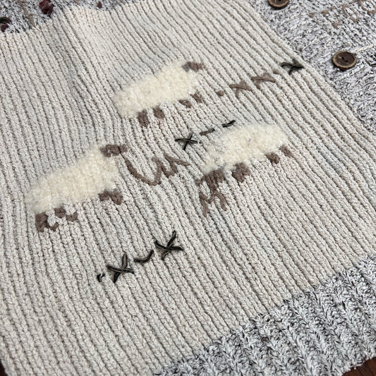 Vintage Woolrich Cardigan Sweater (L) Sheep Silk Cotton Grannycore Farm Cottage