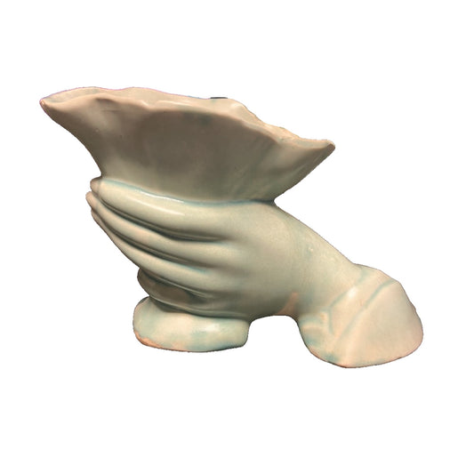 McCoy Pottery Cornicopia and Hand Bud Vase Mint Green