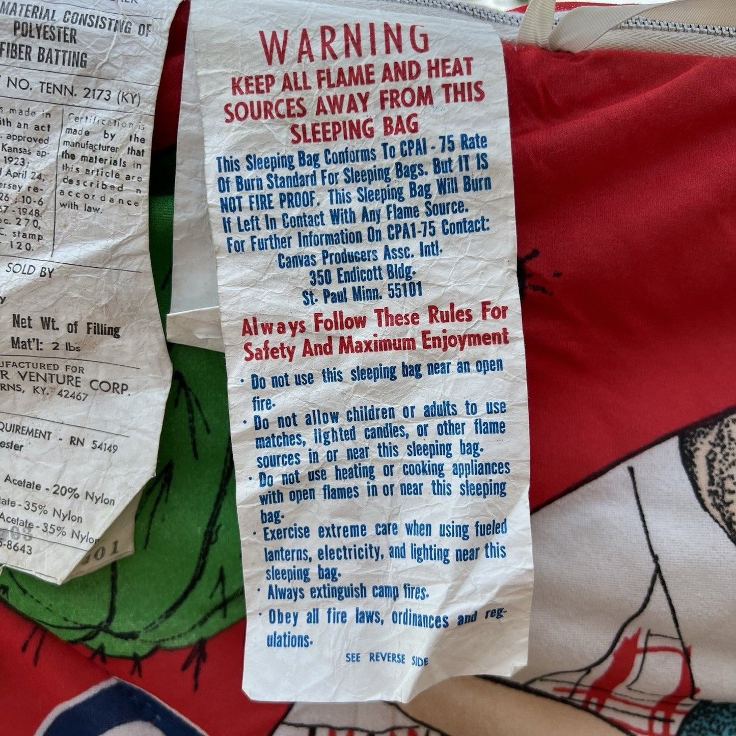 1980 Dukes Of Hazard Kids Sleeping Bag Vintage Collectible Memorabilia Clean EUC
