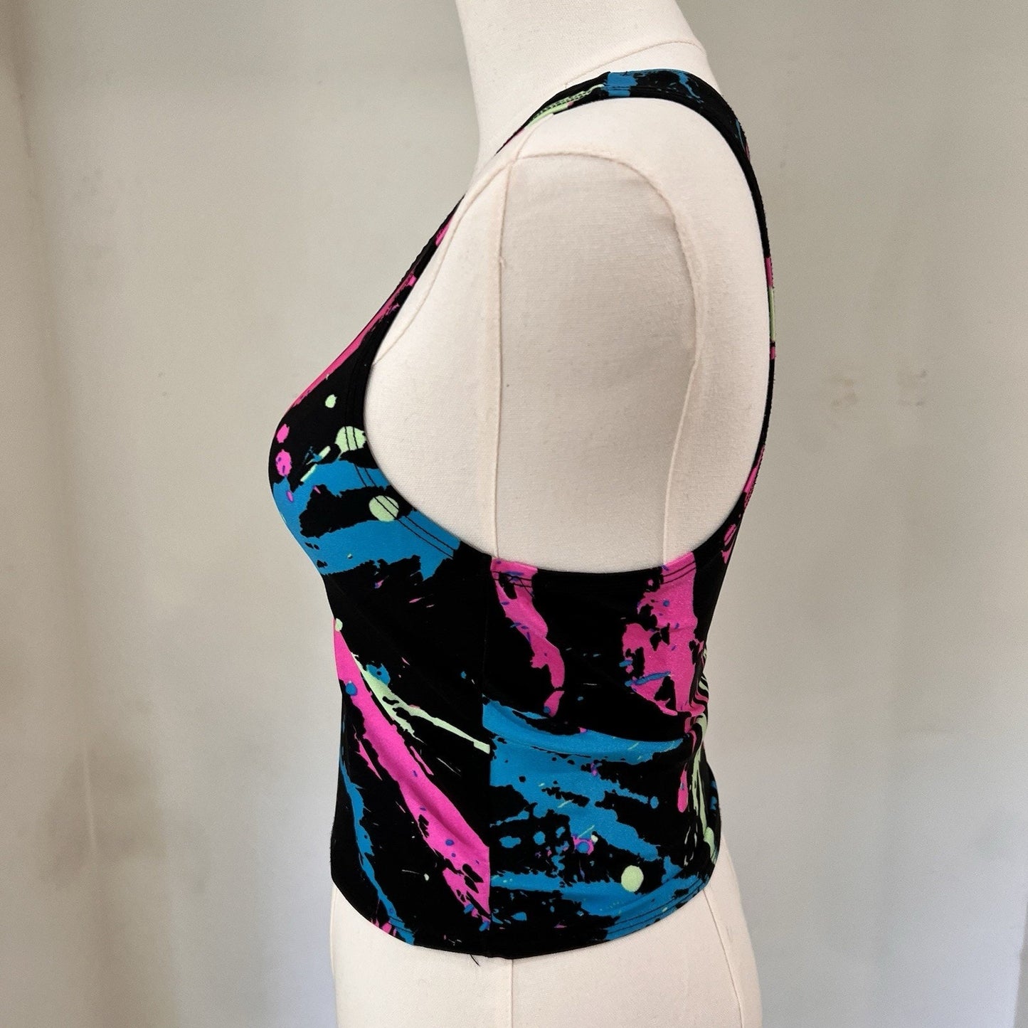 Vintage Serac Tank Top 80s Neon Paint Splatter New Wave Retro Club Kid Vaporwave