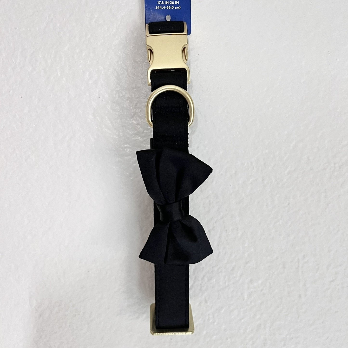 NWT (L) Black Bowtie Gold Buckle Puppy Dog Collar Wedding Formal Silky Top Paw