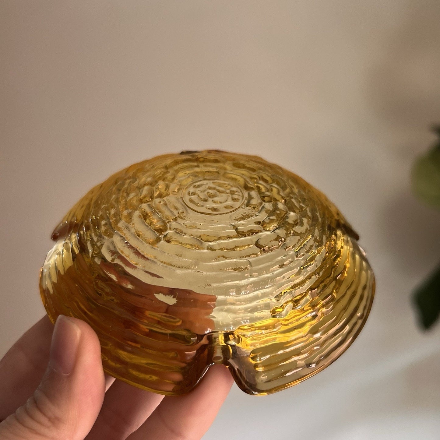 Anchor Hocking Soreno Harvest Gold Ashtray Amber 4.25” Vintage Bar Lounge Diner
