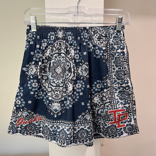Inaka Power Shorts Mens (M) 25” Mesh Blue Paisley Pattern Streetwear 5” Inseam