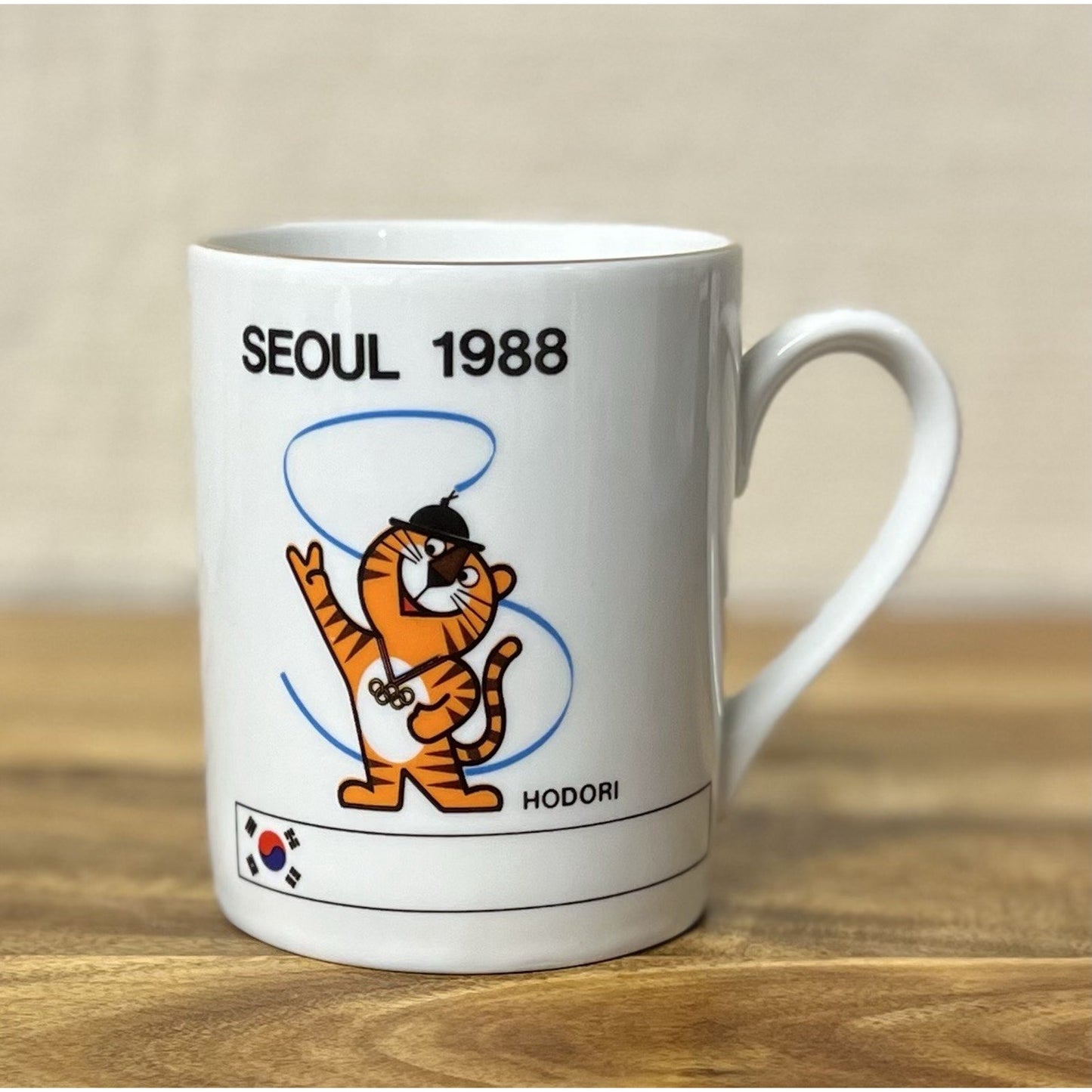 Vintage 1988 Seoul Summer Olympics Mug Hodori Korean Tiger Mascot Ceramic Cup