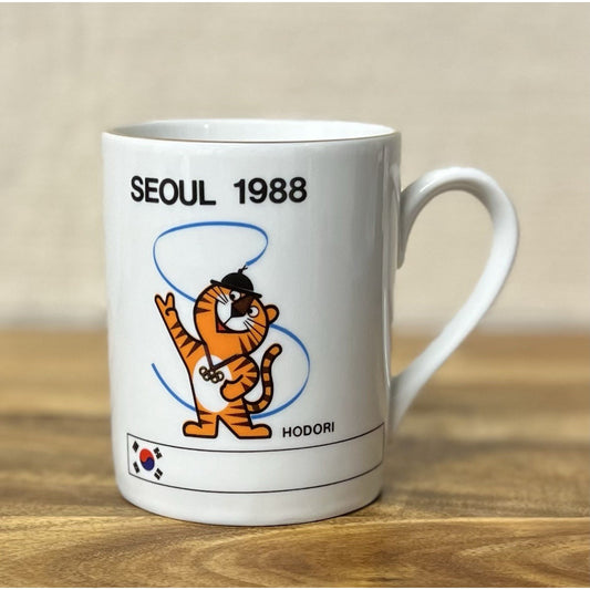 Vintage 1988 Seoul Summer Olympics Mug Hodori Korean Tiger Mascot Ceramic Cup