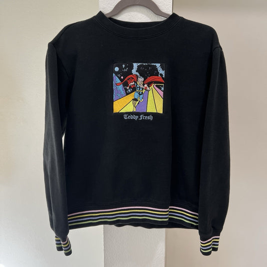 Teddy Fresh Thor Marvel Crew Neck Sweatshirt (S) Rainbow Bridge Retro Streetwear