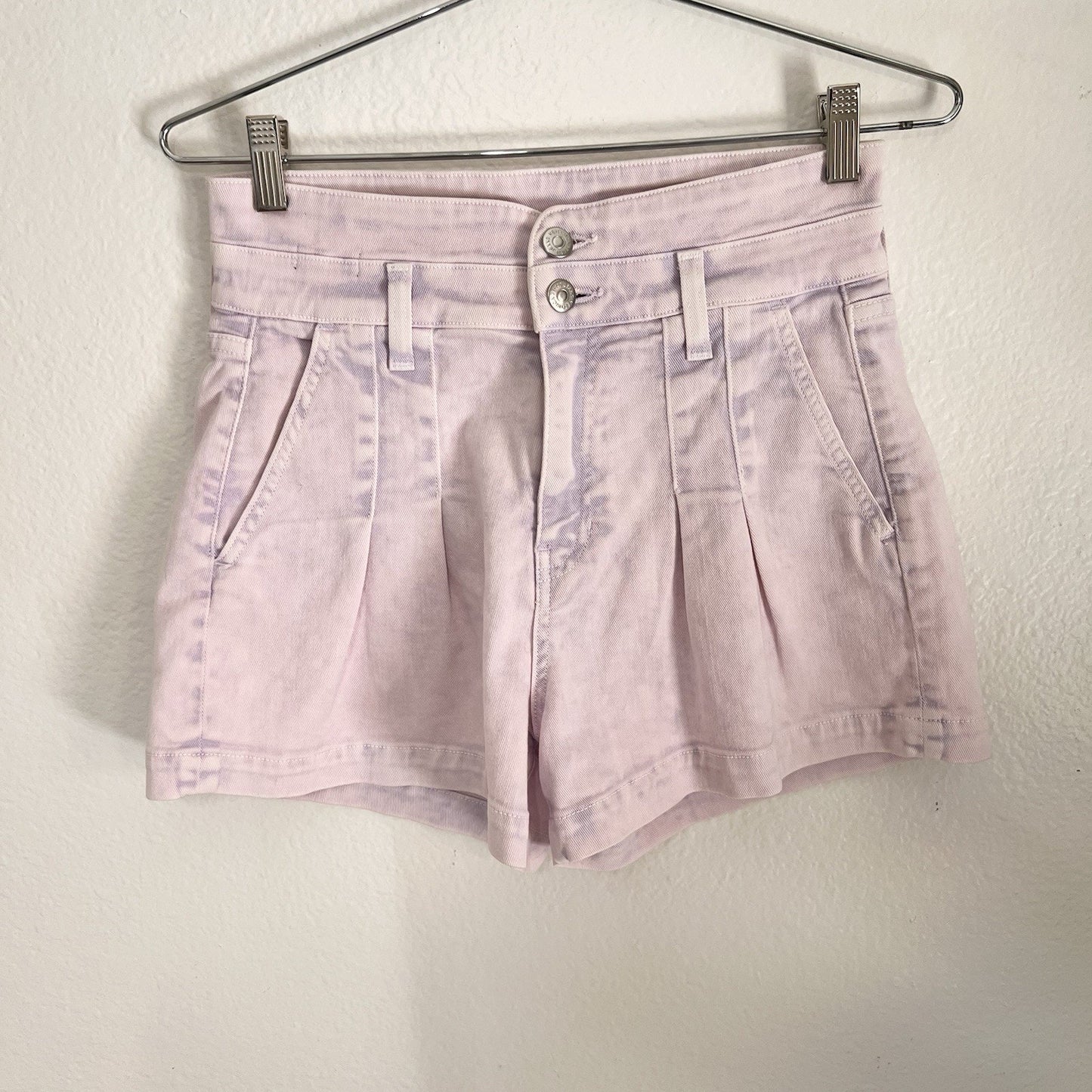 Veronica Beard 26/2 Jaylen High Rise Pleated Denim Shorts Lavender Purple