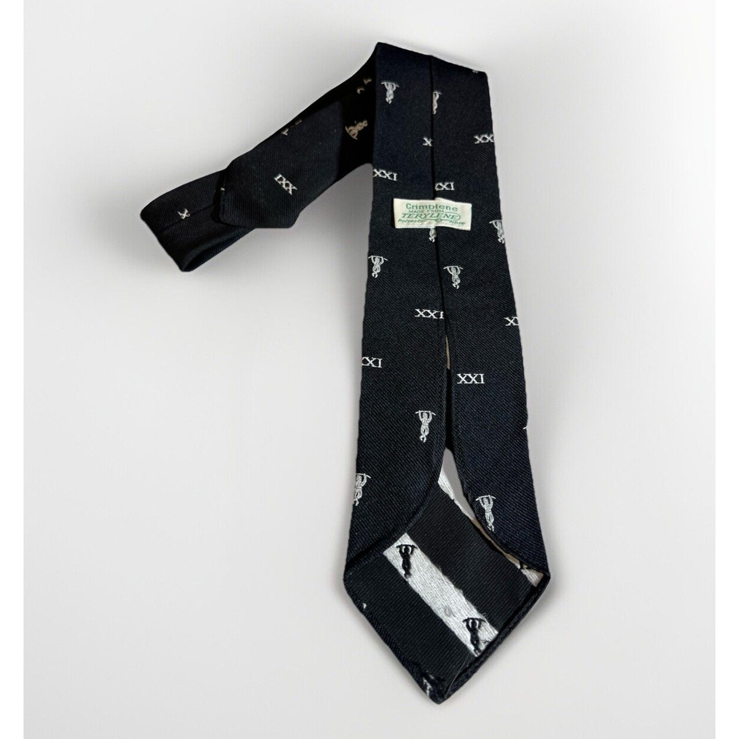 Vintage Crimplene Men’s XXI Black Acrobat Tie Made From Terylene 50” L x 3.25” W