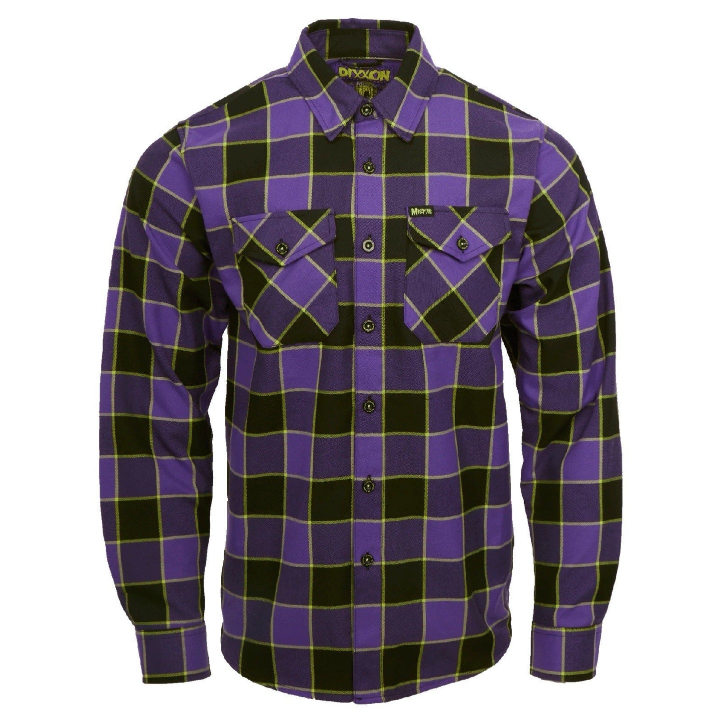 Dixxon MISFITS Flannel XL Earth AD Men's Long Sleeve Danzig Purple Green Plaid