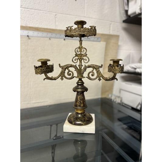 Reproduction 19th Century French Rococo/Empire Revival 3-light candelabra