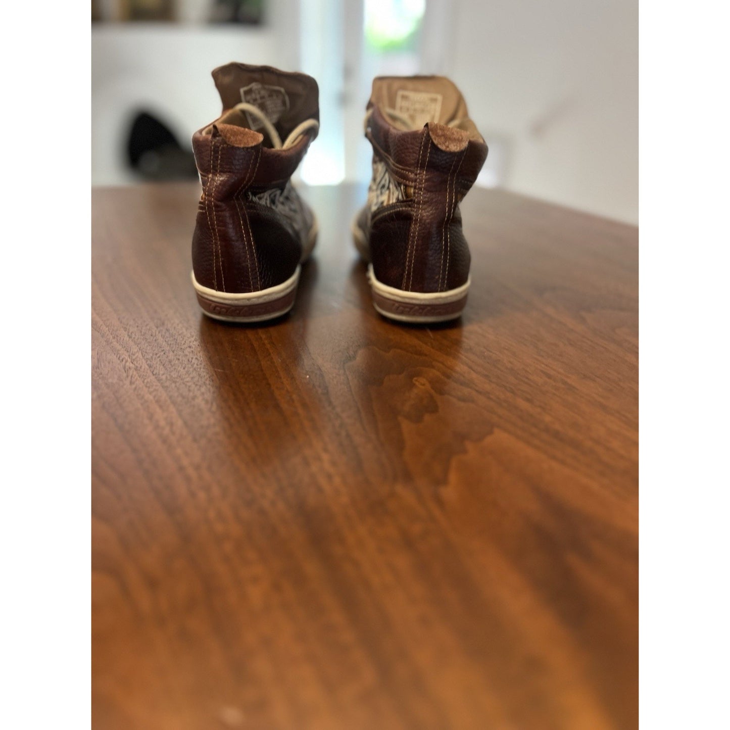 Inkkas Brown Leather Camping Boots High Top Peruvian Artisan Fabric Men Size 7