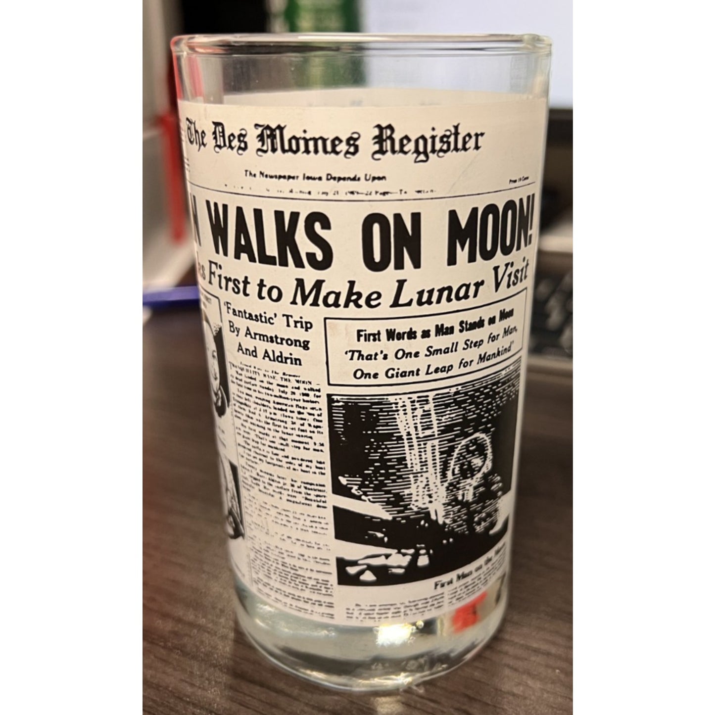 Vintage Libbey Set of 6 Historic Newspaper Headlines Juice Glasses