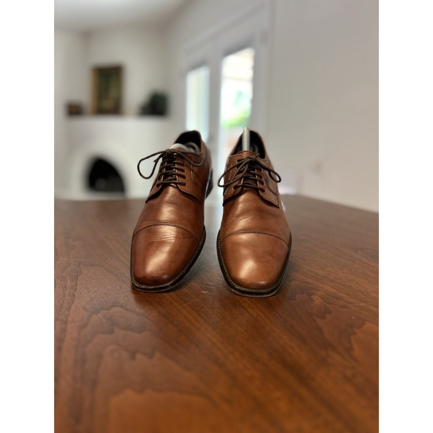 Johnston & Murphy Mens Size 9M Brown Leather Novick Cap Toe Lace Up Oxford Shoes
