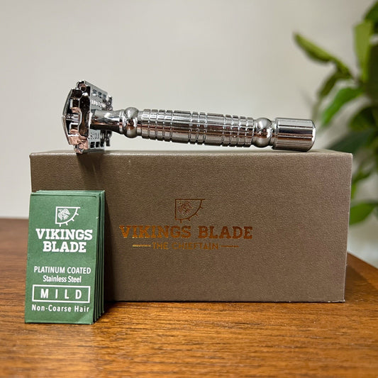 Vikings Blade “The Chieftain” Luxury Double Edge Safety Razor, Case & Blades