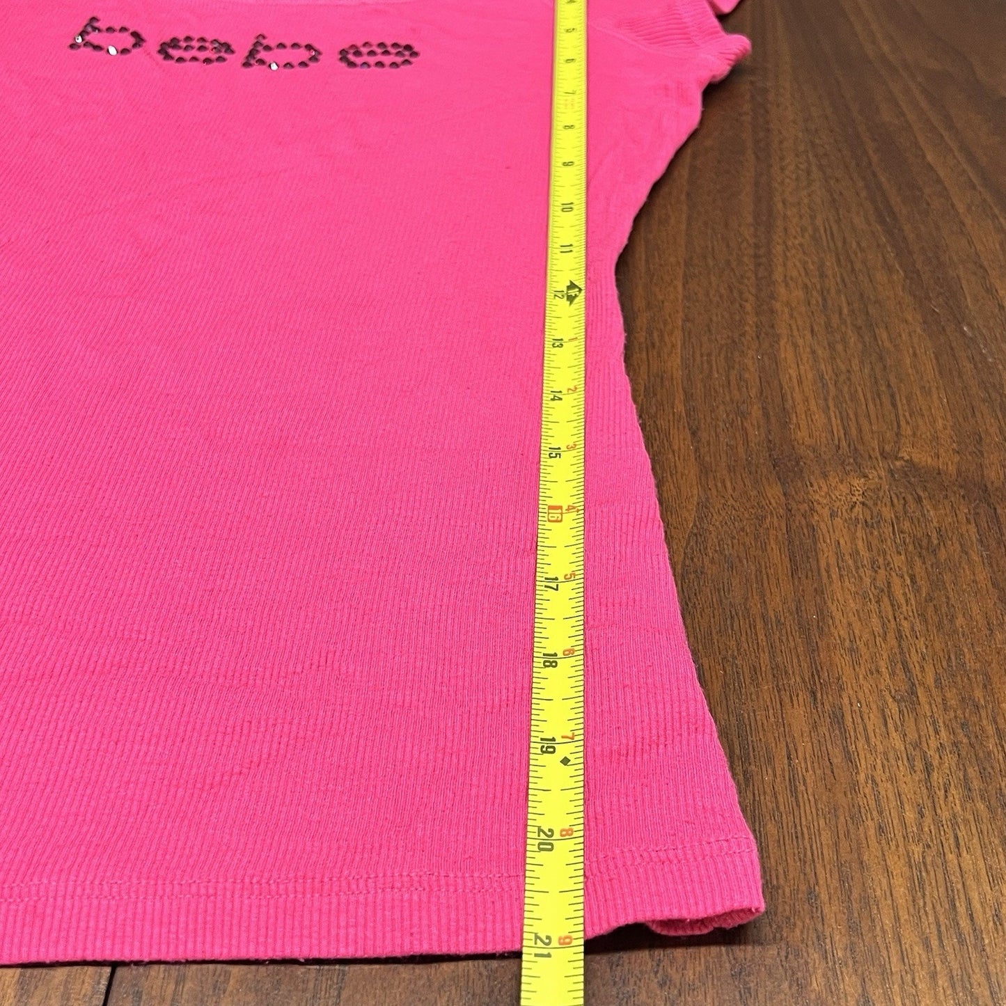Y2K Bebe Rhinestone Crystals Logo Bling Barbie Pink Ribbed Cap Sleeve Small/Lg