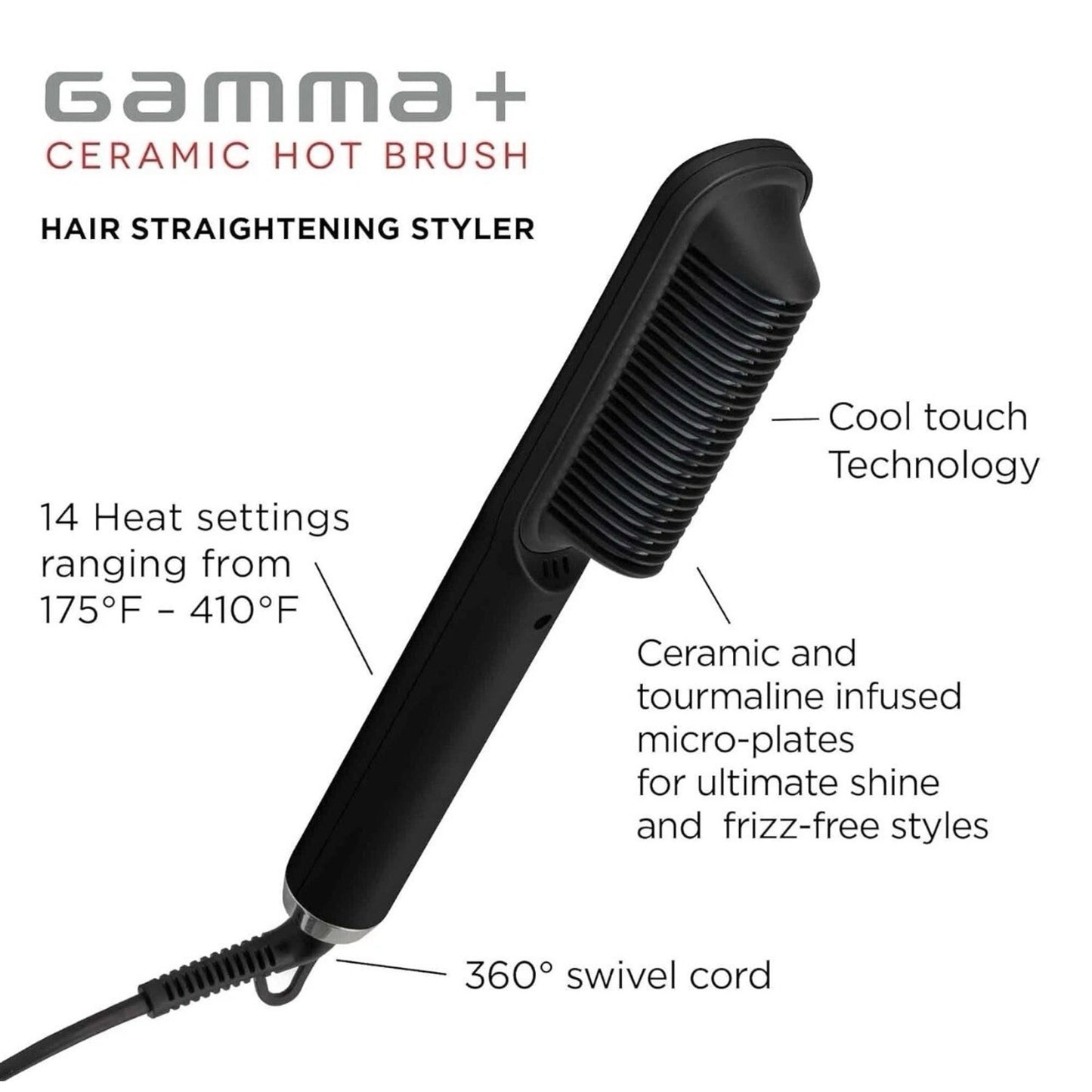 GAMMA+ Ceramic Hot Brush Hair Straightening Cool Touch GP701B
