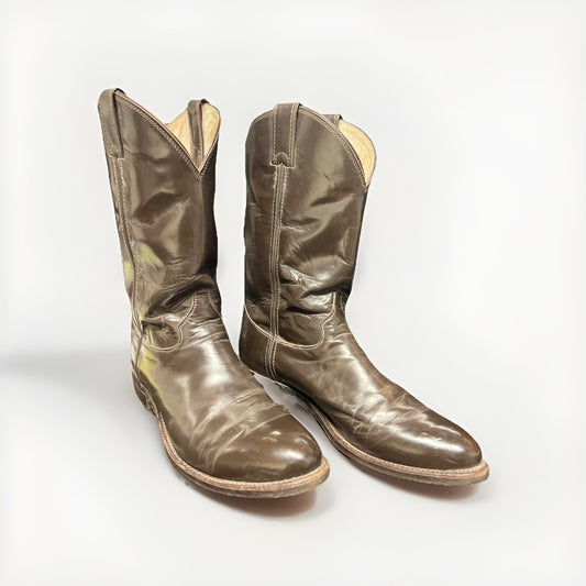 Vintage Justin Style 4420 Antique Brown Leather Roper/Work Boots Size 11