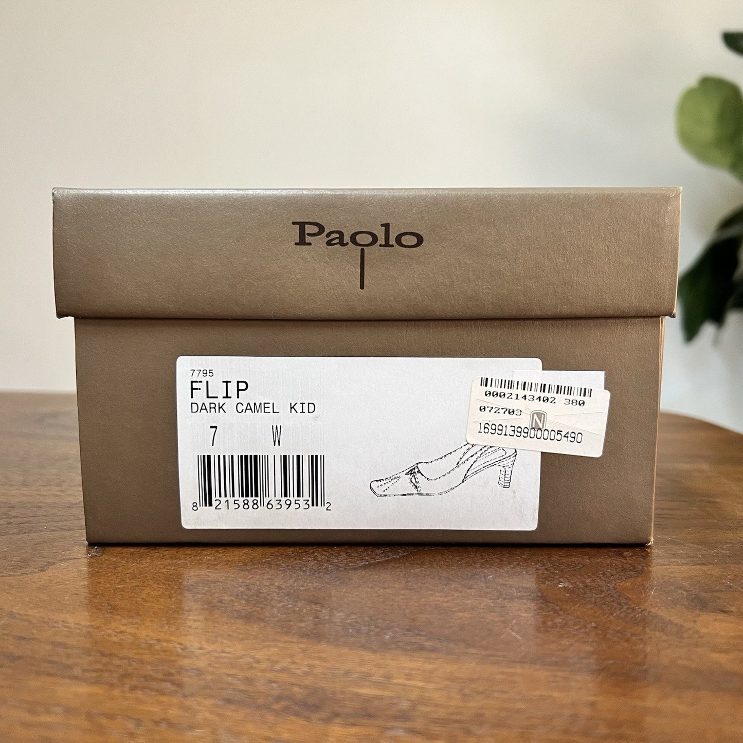 NEW Linea Paolo 7W Camel Slingback Mary Jane Square Toe Short Block Heel Retro