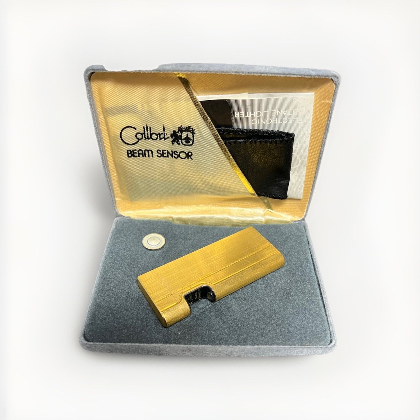 Vintage Gold Tone Colibri Beam Sensor Lighter w/ Case, Sleeve & Paperwork