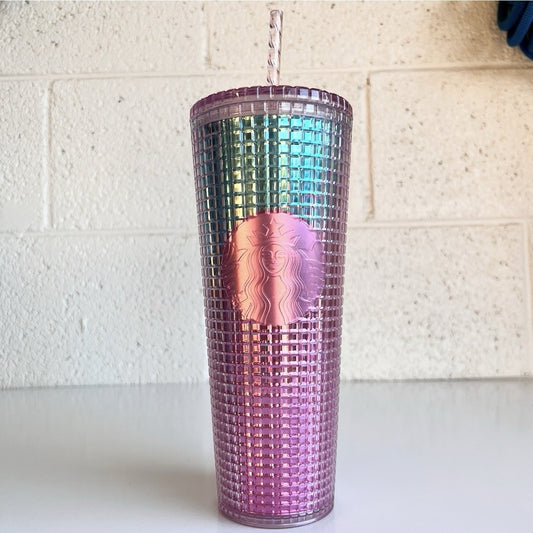 Starbucks Tumbler Disco Studded Iridescent Pink Blue Ombré Cold Cup 2021