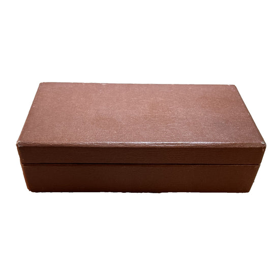Vintage Camel Color Covered Cardboard Hinged Pipe Storage Box