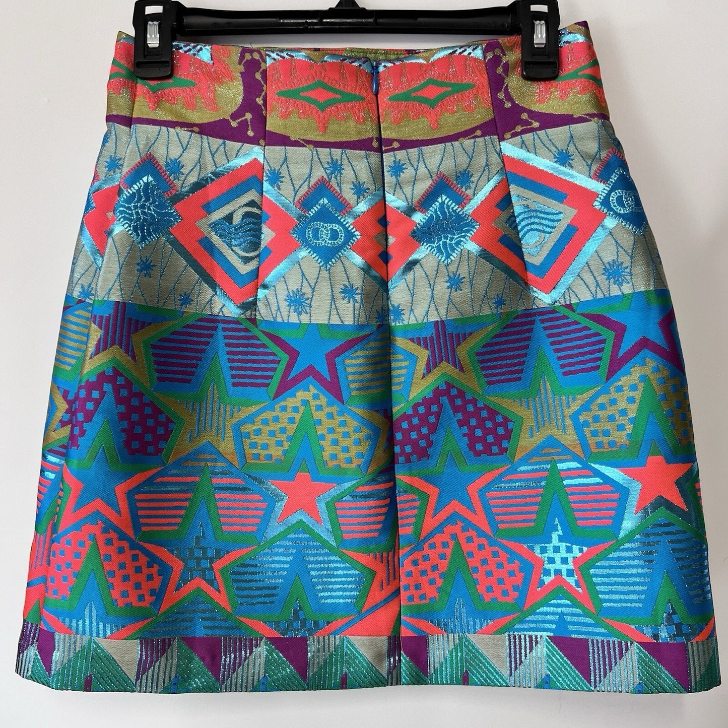 Cynthia Rowley Metallic Neon Brocade Miniskirt Festival Party Designer Barbie