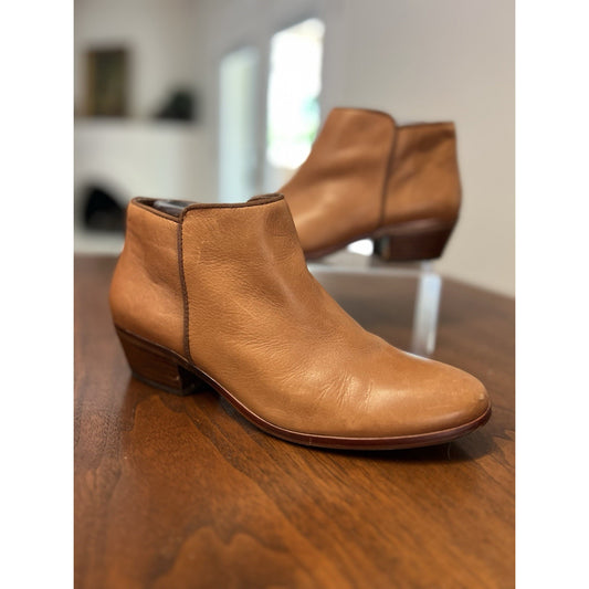 Sam Edelman Petty Cognac Brown Saddle Leather Ankle Boots Women's Size 8