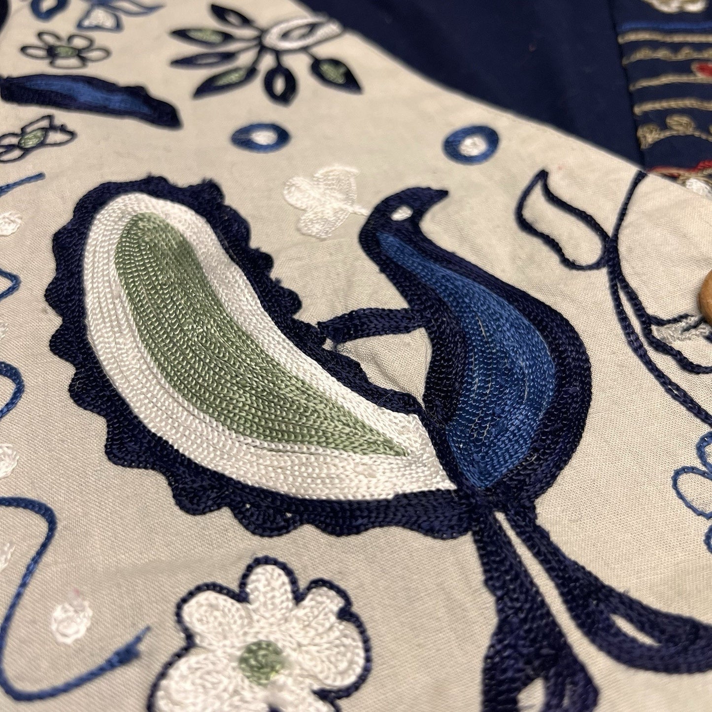 Vintage Boho Folk Art Embroidered Unisex Vest Bird Floral Festival Retro Unique