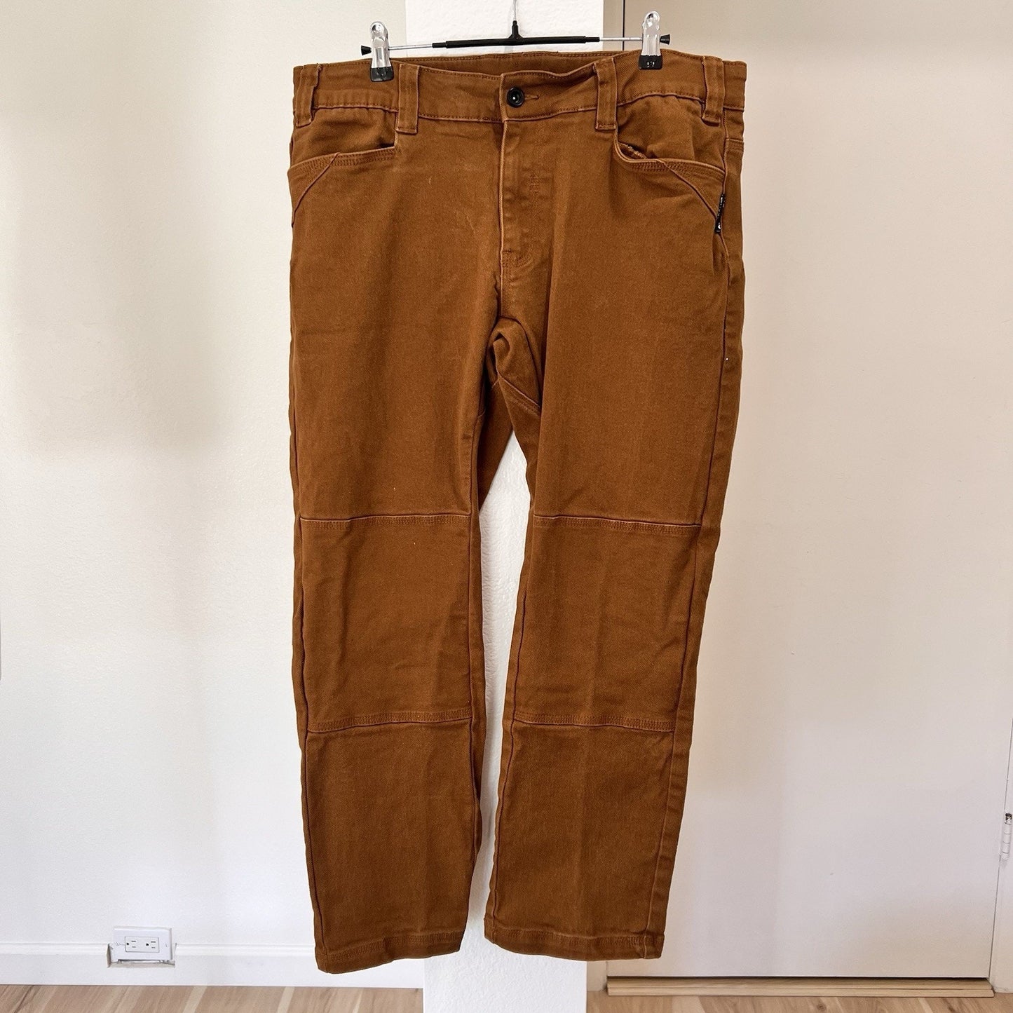 Huxtley FX-1 Work Pants 36x30 Triple Stitch Double Knee Adjustable Waist Brown