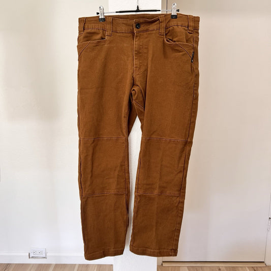 Huxtley FX-1 Work Pants 36x30 Triple Stitch Double Knee Adjustable Waist Brown