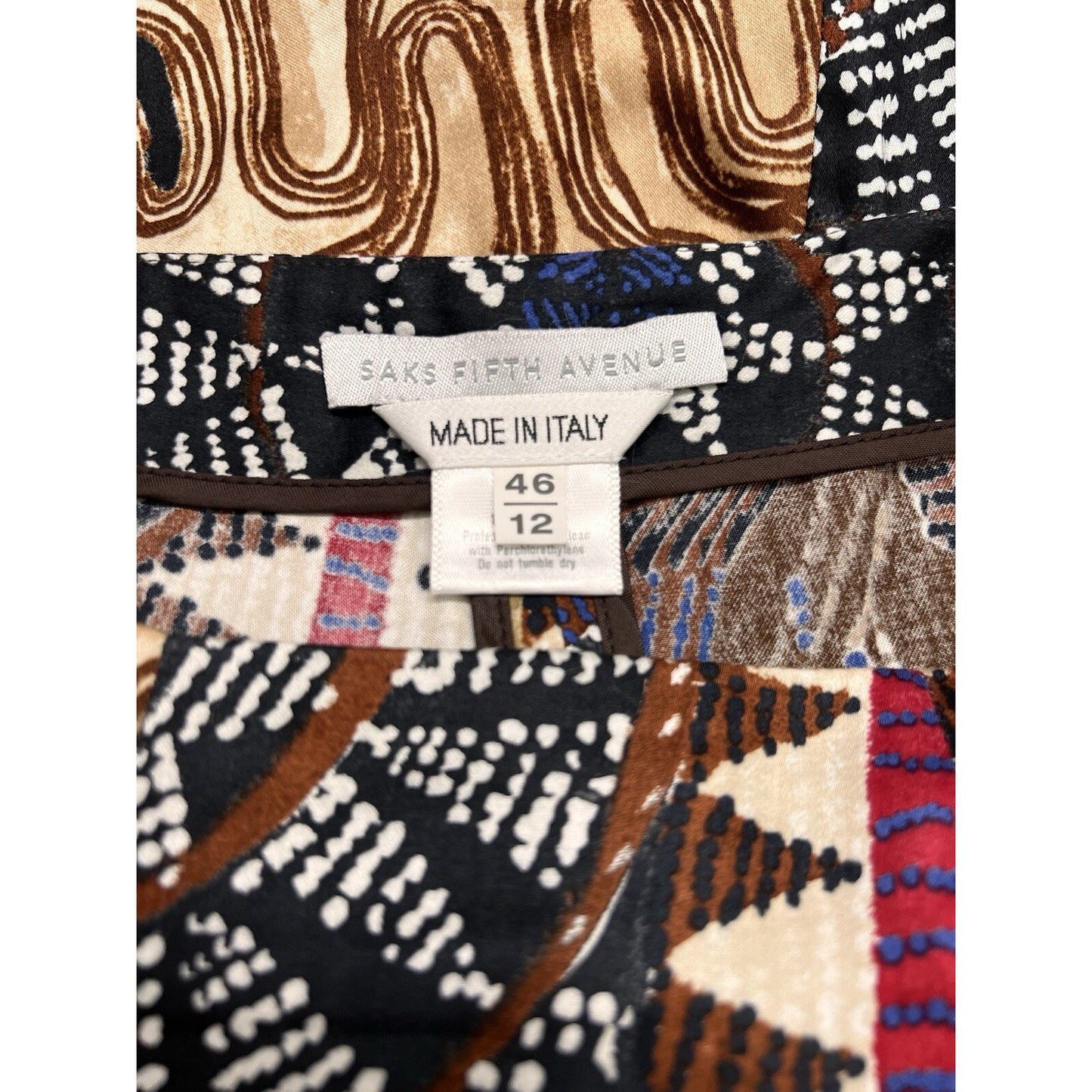 SAKS FIFTH AVE (12) Tribal African Ethnic Straight Leg Capri Pant