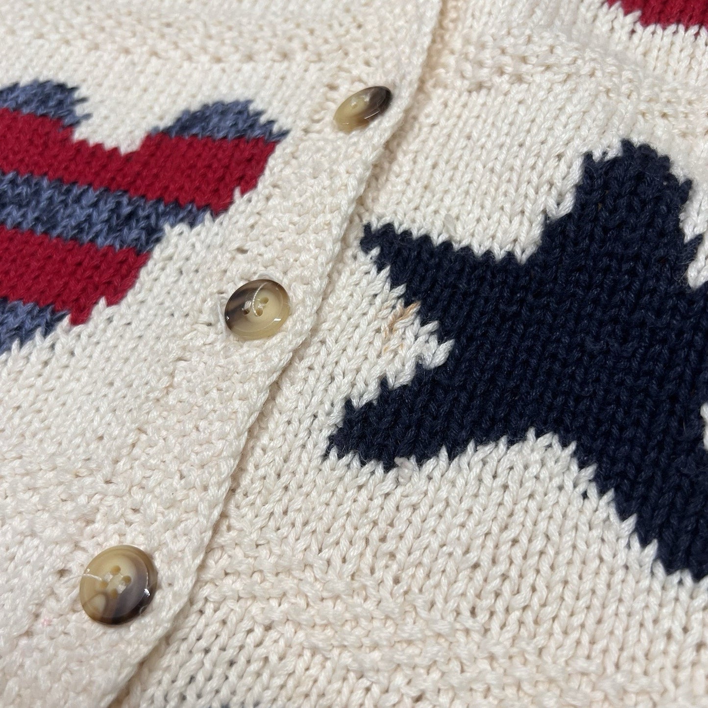 Vintage Walt Disney World (L) Cardigan Mickey Mouse Red Blue Chunky Knit Kitsch