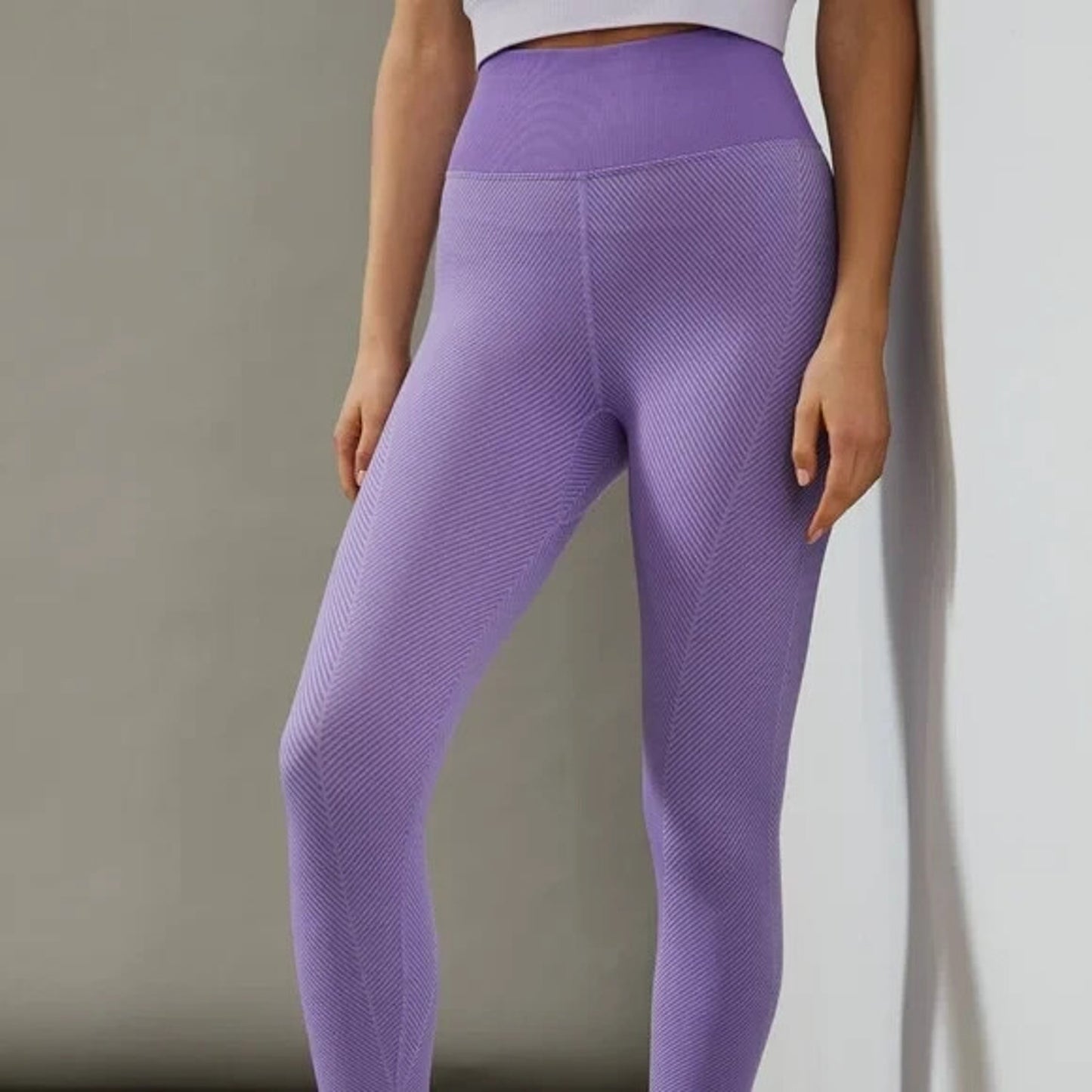Free People X FP Movement Rewind M/L Legging Purple Seamless Ribbed Yoga Pants