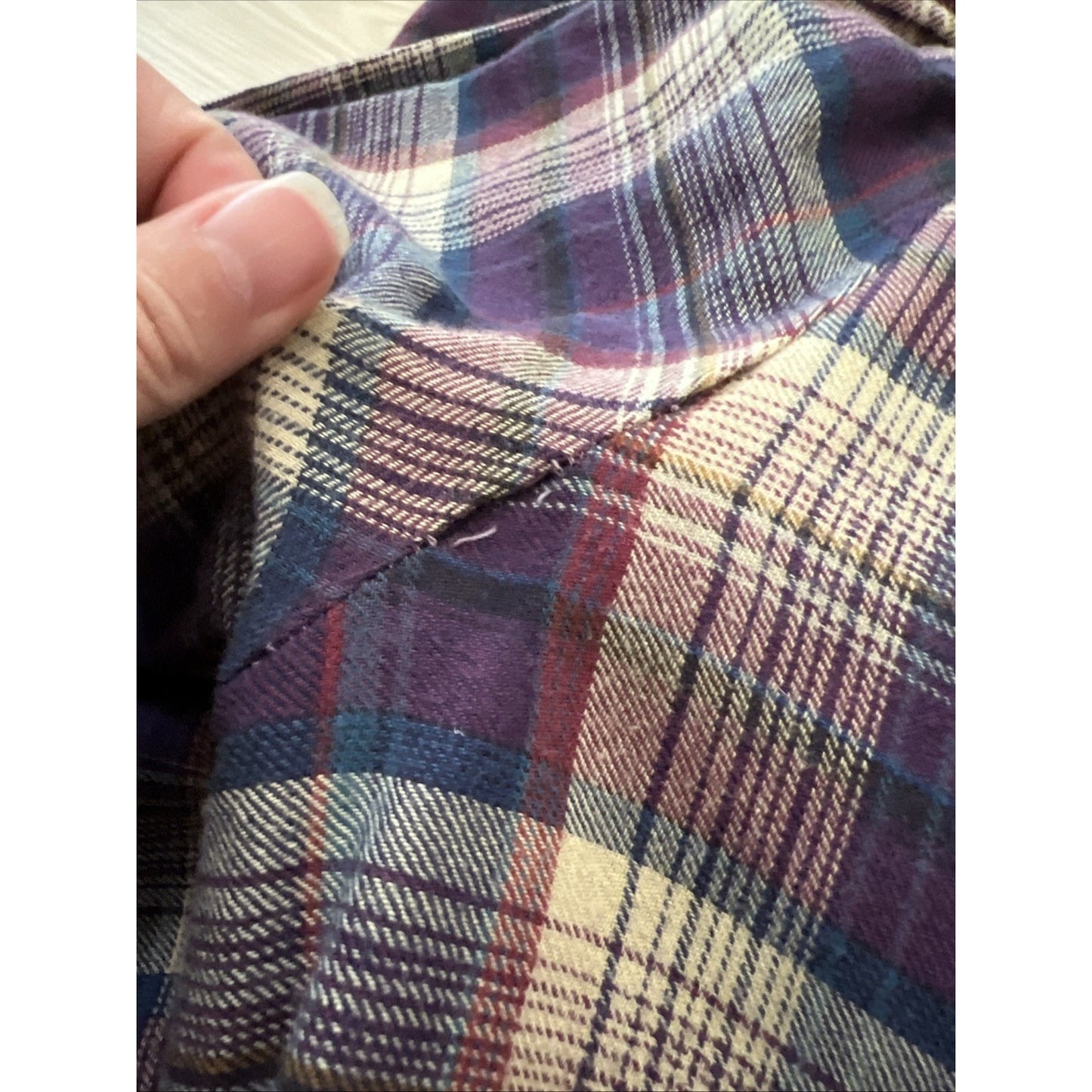 Vintage Eileen West Nightgown Wool Cotton Long House Dress Sleeve Plaid Flannel