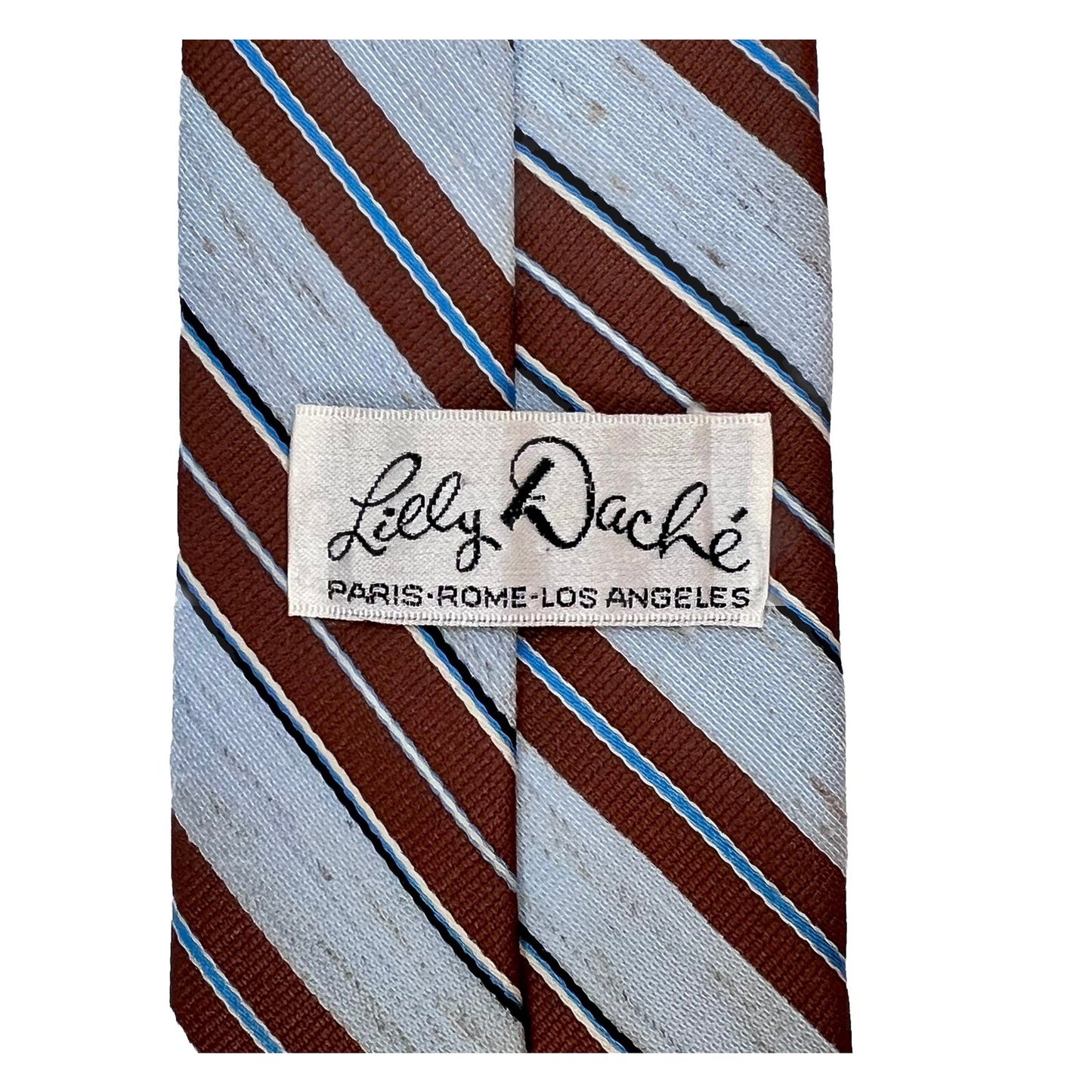 Lilly Daché Vintage Wool & Silk Men’s Necktie 3 x55”Blue & Brown Striped Texture