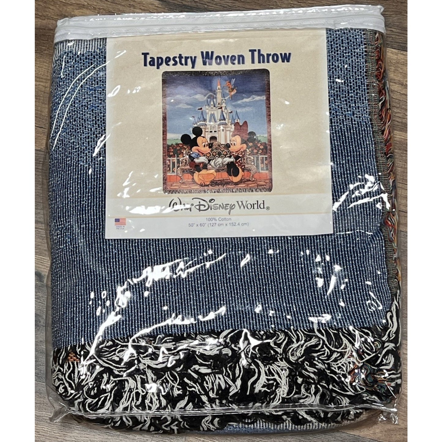 2009 Walt Disney World Tapestry Woven Throw Blanket Mickey Minnie Castle 50 x 60