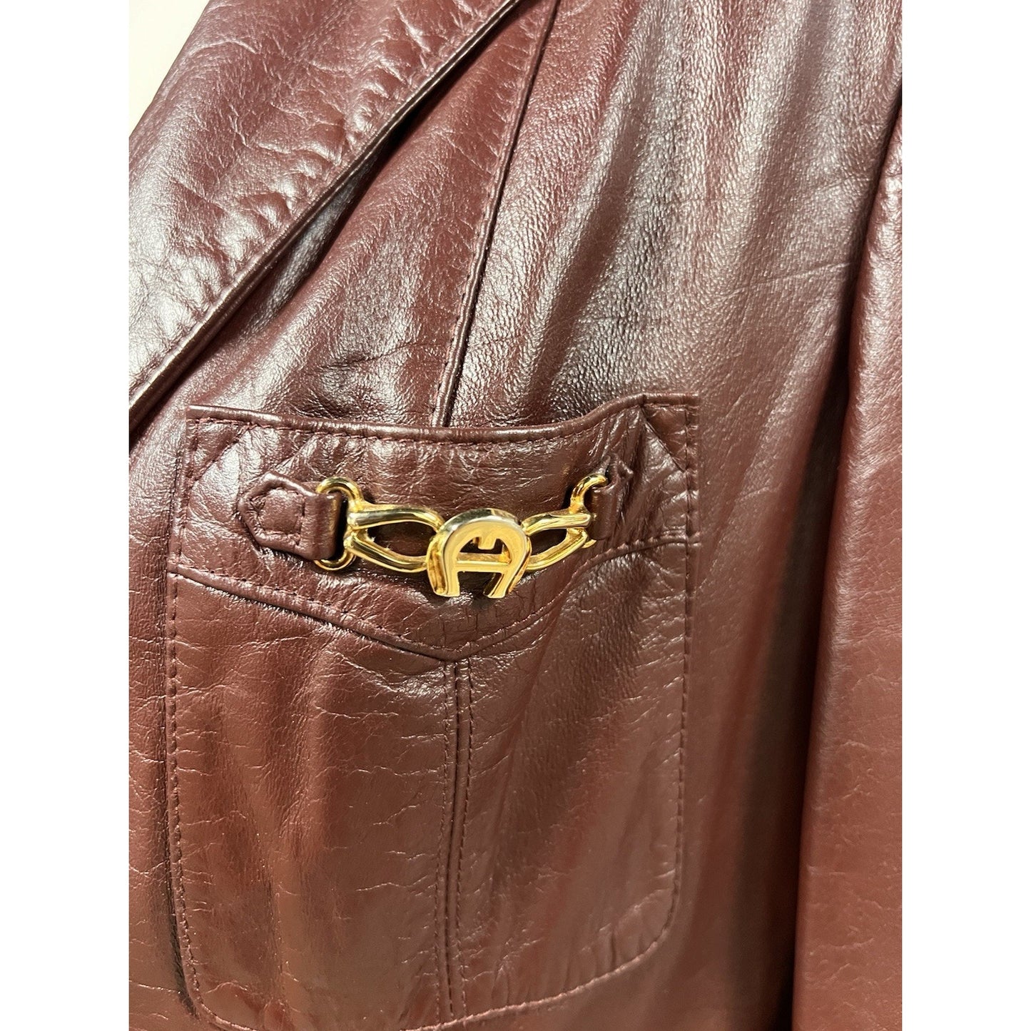 1970’s Vintage Etienne Aigner Oxblood Leather Blazer Jacket Women’s Size 16