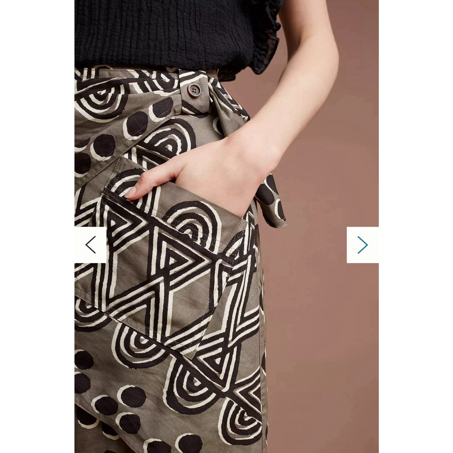 Maeve by Anthropologie Edessa Tribal Print Skirt Sz 00P Faux Wrap Sarong African