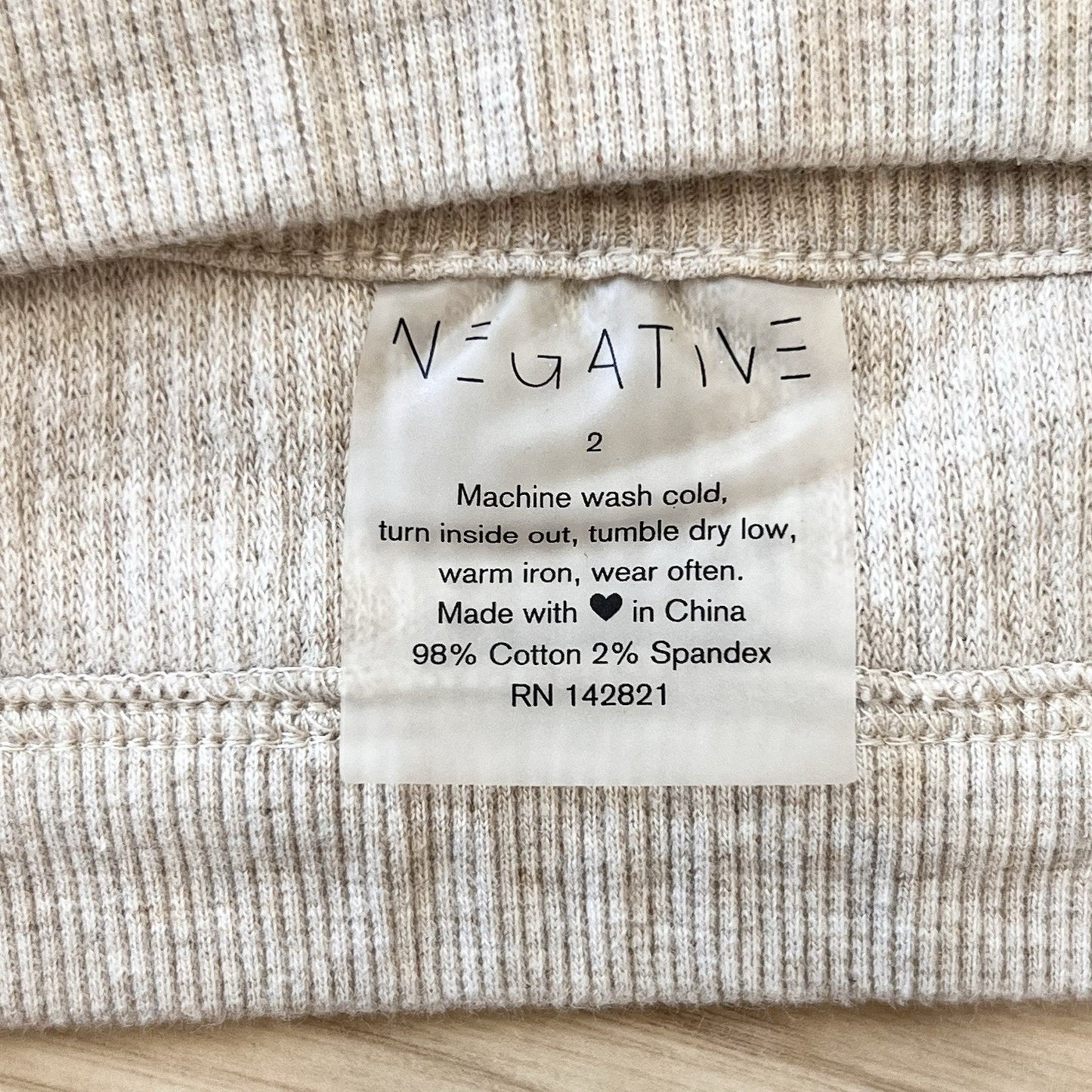 Negative Underwear Waffle Knit Lounge Bralette Sz 2 Sand Beige Color Adjustable