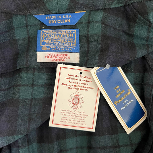 1970s NWT Pendleton Black Watch Tartan Wool Robe Men’s (M) Plaid READ