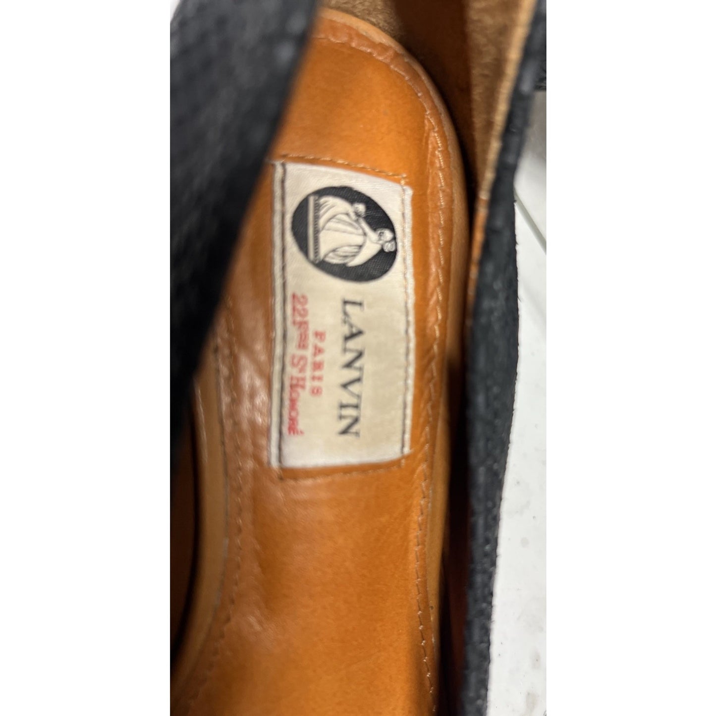 $645 Lanvin Black Snake Block Heel Ballerina Embossed Nubuck Leather 7.5 in Box