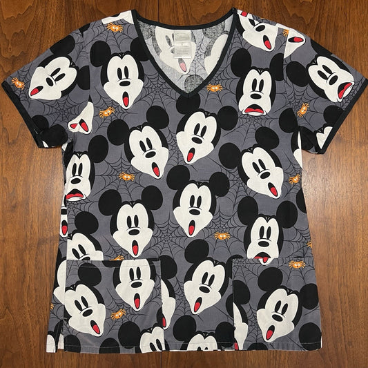 Tooniforms Disney Halloween Mickey Mouse (S) Scrub Top 100% Cotton Pockets AOP